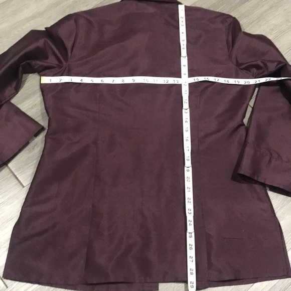 Chico’s Deep Purple 3/4 Sleeve Silk Button Down Tunic size 1 equals M/8 - Picture 10 of 10